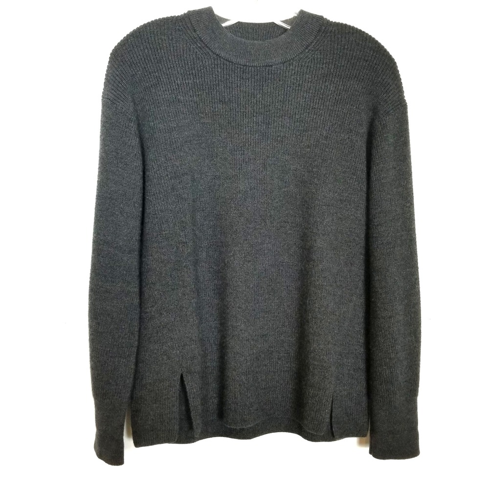Lululemon Women Merino‎ Wool-Blend Ribbed Crewneck Sweater Sz 4 Gray Pullover